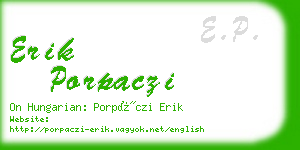 erik porpaczi business card